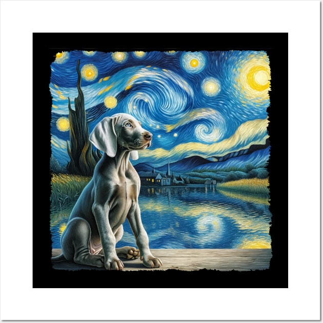 Starry Weimaraner Dog Portrait - Pet Portrait Wall Art by starry_night